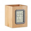 Manila - Bamboo Pen Holder And Lcd Clock