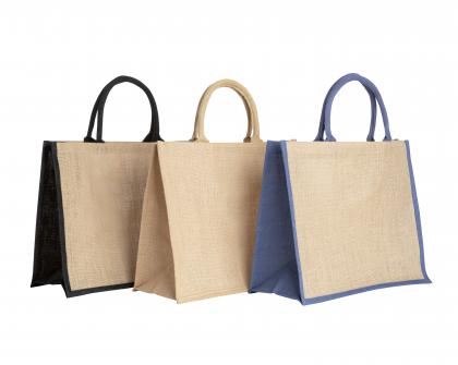 Concord Jute bag natural or choice of coloured trim/handles