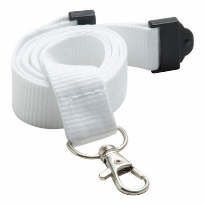 20mm Flat Polyester Lanyard (UK Stock: White)