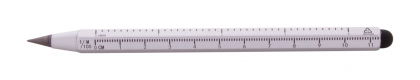 Ruloid inkless pen with ruler