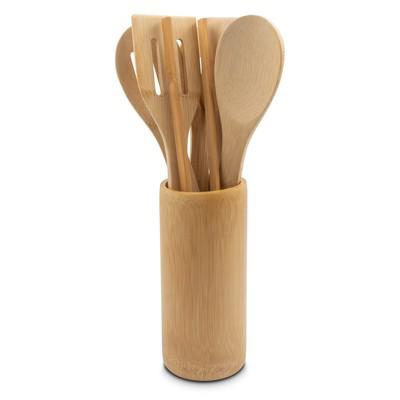 Bamboo kitchen set in stand, 6 pcs