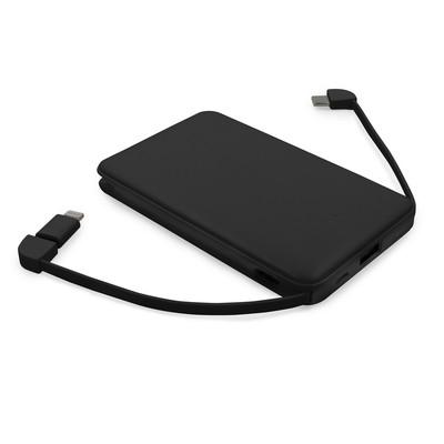 Power bank 5000 mAh with integrated cables, adapter included