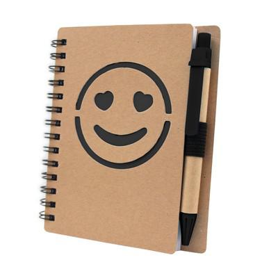 Notebook approx. B7 "smiling face" with ball pen