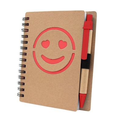 Notebook approx. B7 "smiling face" with ball pen