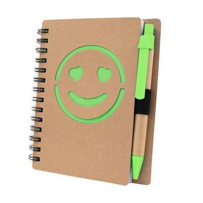 Notebook approx. B7 "smiling face" with ball pen