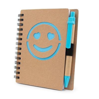Notebook approx. B7 "smiling face" with ball pen