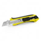 Cutter with safety mechanism, spare blades included