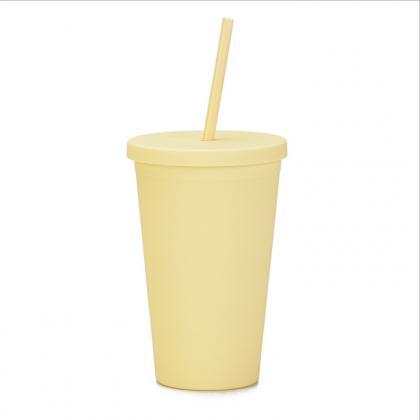 Mattle Plastic Cups with Lids & Straws