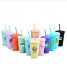 16oz Matte Plastic Cups with Lids & Straws