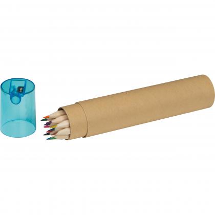 12 coloured pencils in a tube