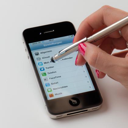 Ball pen made of stainless steel with touch pad