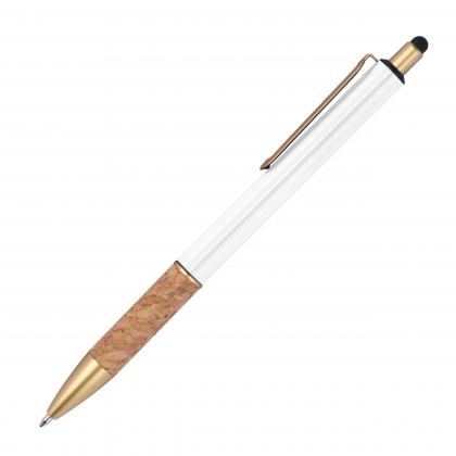 Ball pen with cork grip zone