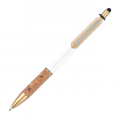 Ball pen with cork grip zone