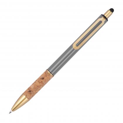 Ball pen with cork grip zone