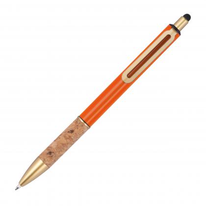 Ball pen with cork grip zone