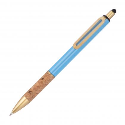 Ball pen with cork grip zone