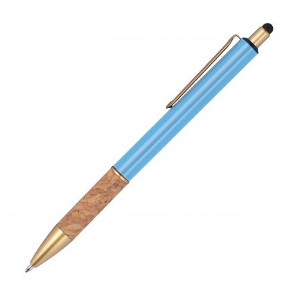 Ball pen with cork grip zone