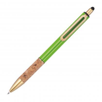 Ball pen with cork grip zone