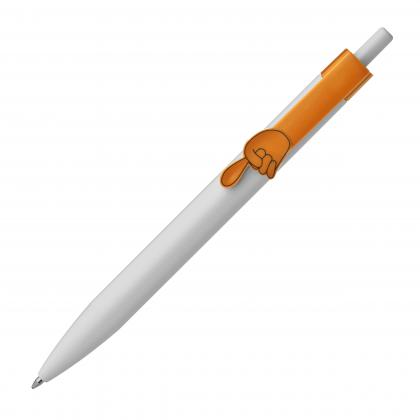 Ball pen with finger pointer clip