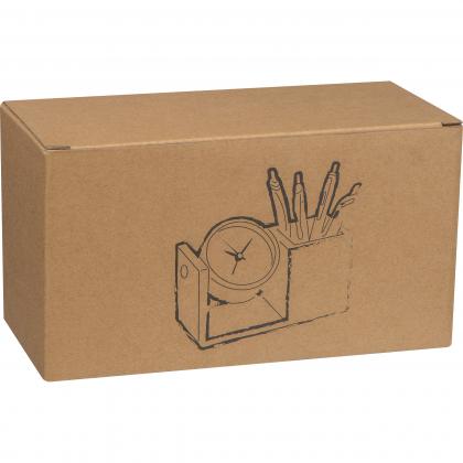 bamboo pencil case with analogue clock