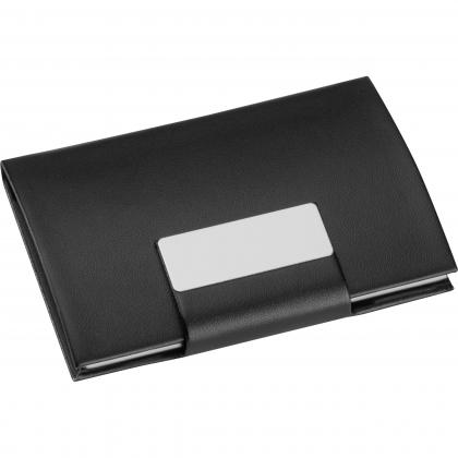 Business card holder with artificial leather covering