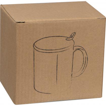 Ceramic mug with spoon and bamboo lid