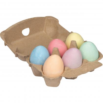Chalk eggs in cardboard box