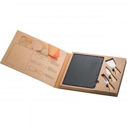 Cheese set with slate cutting board Cheese set with slate cutting board