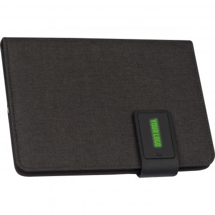 DIN A5 notebook with integrated LED light and powerbank