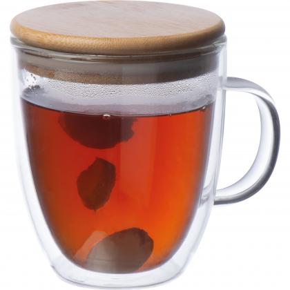 Double-walled glass with handle and 350 ml filling capacity