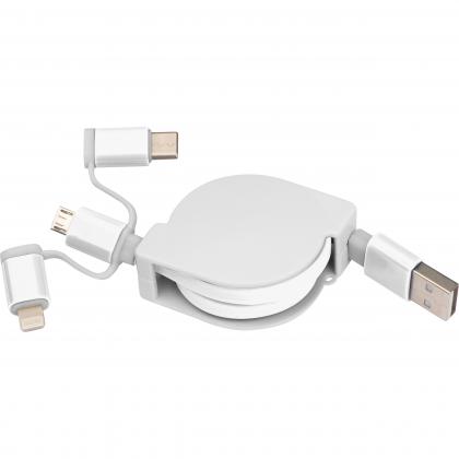 Extendable charging cable with 3 plugs