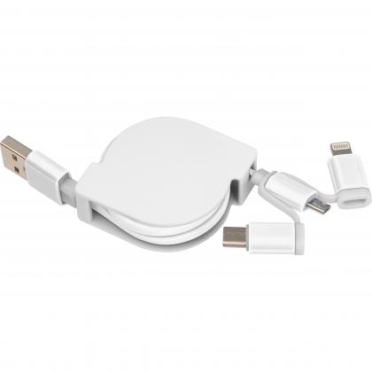 Extendable charging cable with 3 plugs