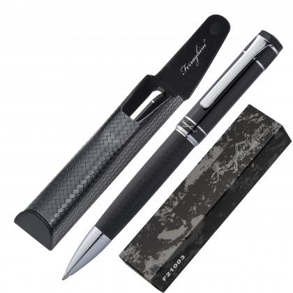 Ferraghini ball pen with twist mechanism with cloth cover in artificial leather case