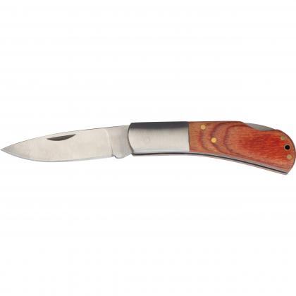 Folding knife with wooden handle