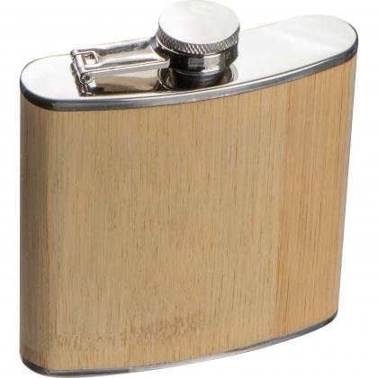 Hip flask with bamboo cover