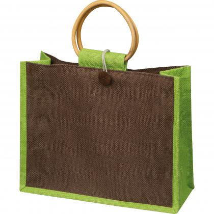 Jute bag with bamboo grip