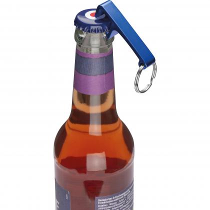 Metal keyring with bottle and can opener Metal keyring with bottle and can opener