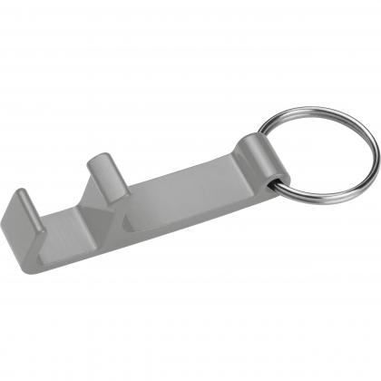 Metal keyring with bottle and can opener