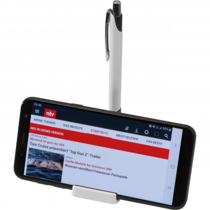 Mobile phone holder with magnetic function. includes metal ballpen