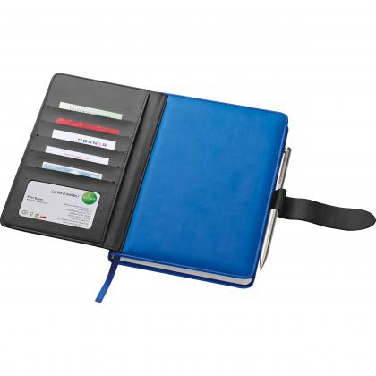 Notebook with business card compartments