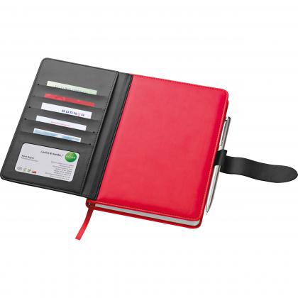 Notebook with business card compartments
