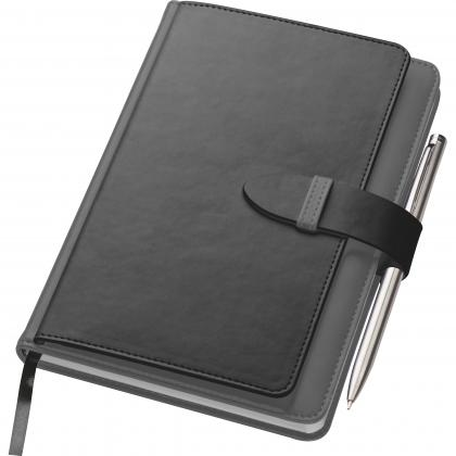 Notebook with business card compartments