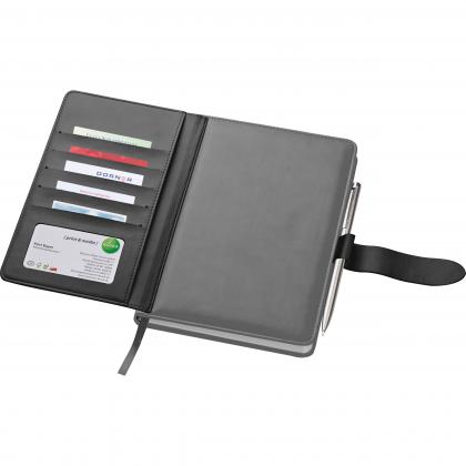 Notebook with business card compartments