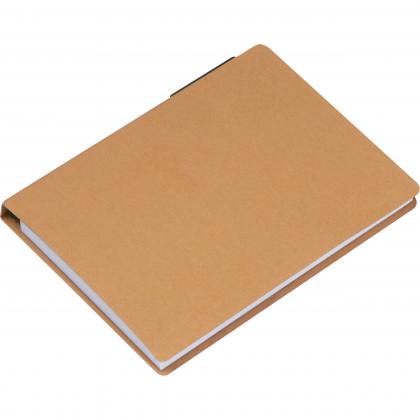 Notebook with pen and sticky notes