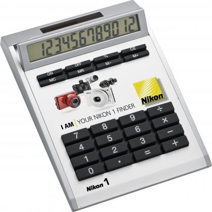 Own-design desk calculator with insert without holes. small