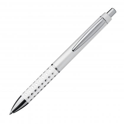 Plastic ball pen with sparkling dot grip zone