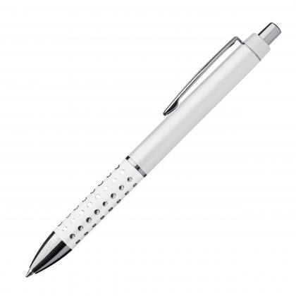 Plastic ball pen with sparkling dot grip zone