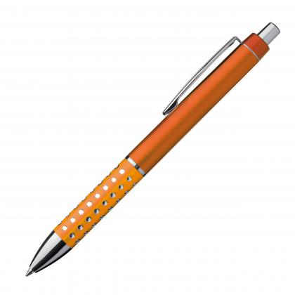 Plastic ball pen with sparkling dot grip zone