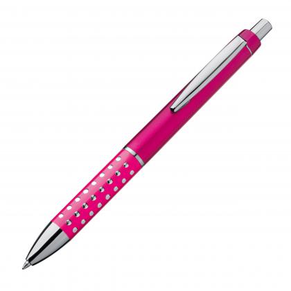 Plastic ball pen with sparkling dot grip zone