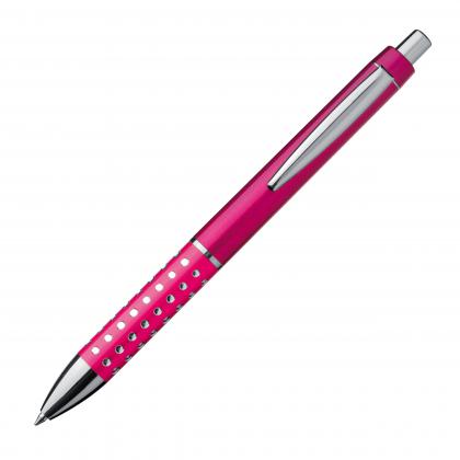 Plastic ball pen with sparkling dot grip zone